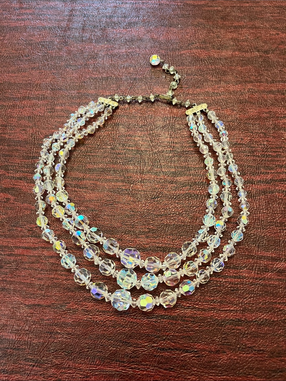 Vintage Crystal Aurora Beaded Multi-Strand Necklace - Clear
